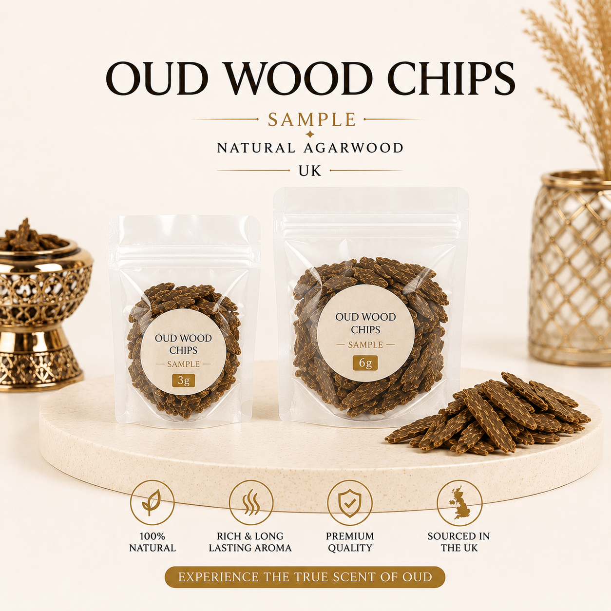 Oud Wood Chips Sample 3g 6g Natural Agarwood UK