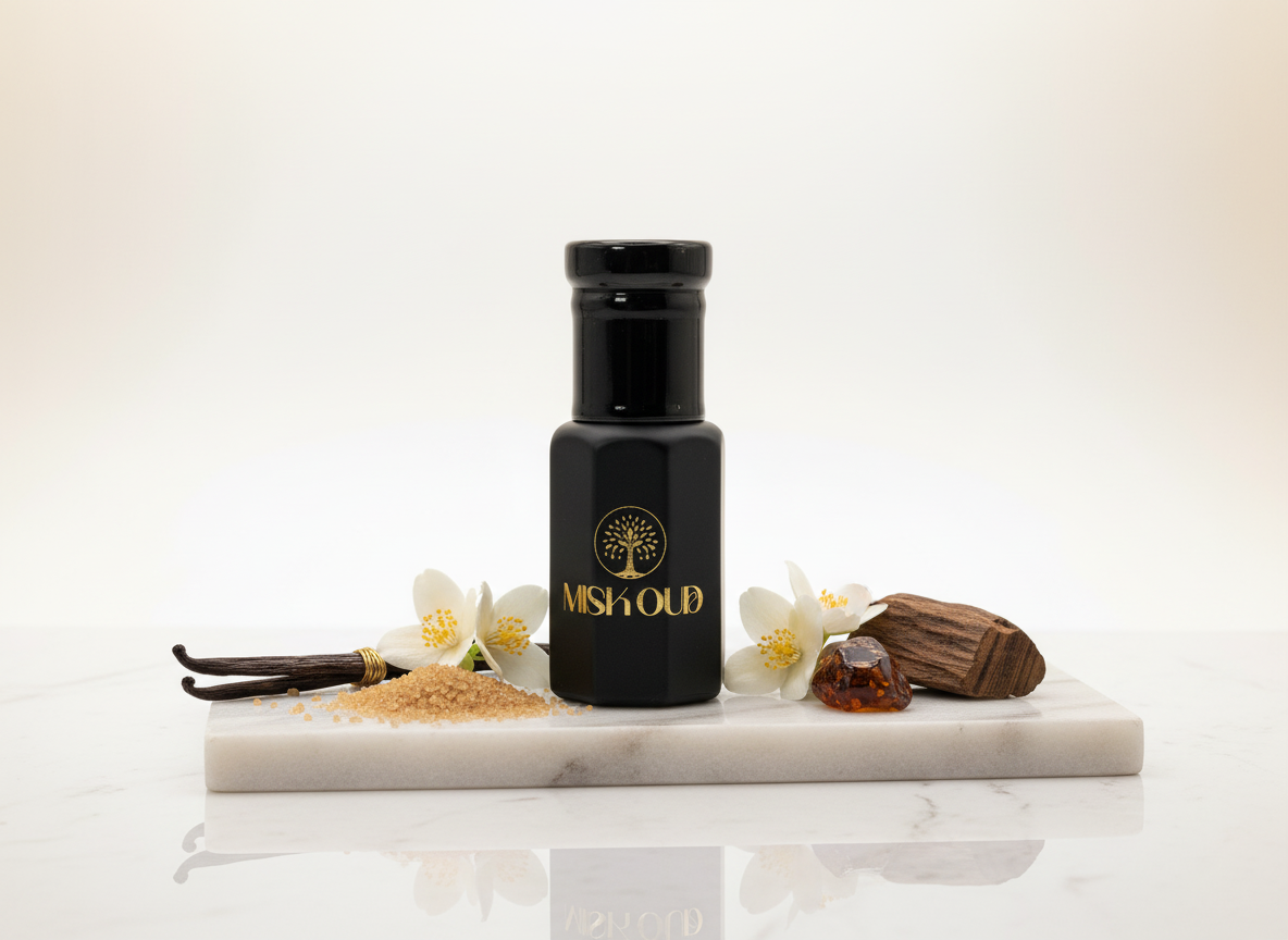 kayali vanilla 28 perfume flatlay presentation