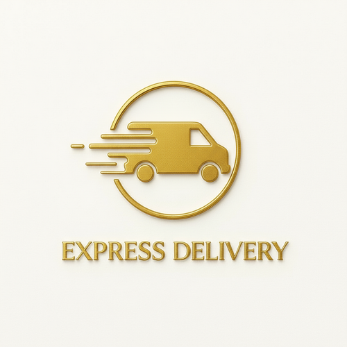 Fast Shipping - Gold Embossed Delivery Van Icon