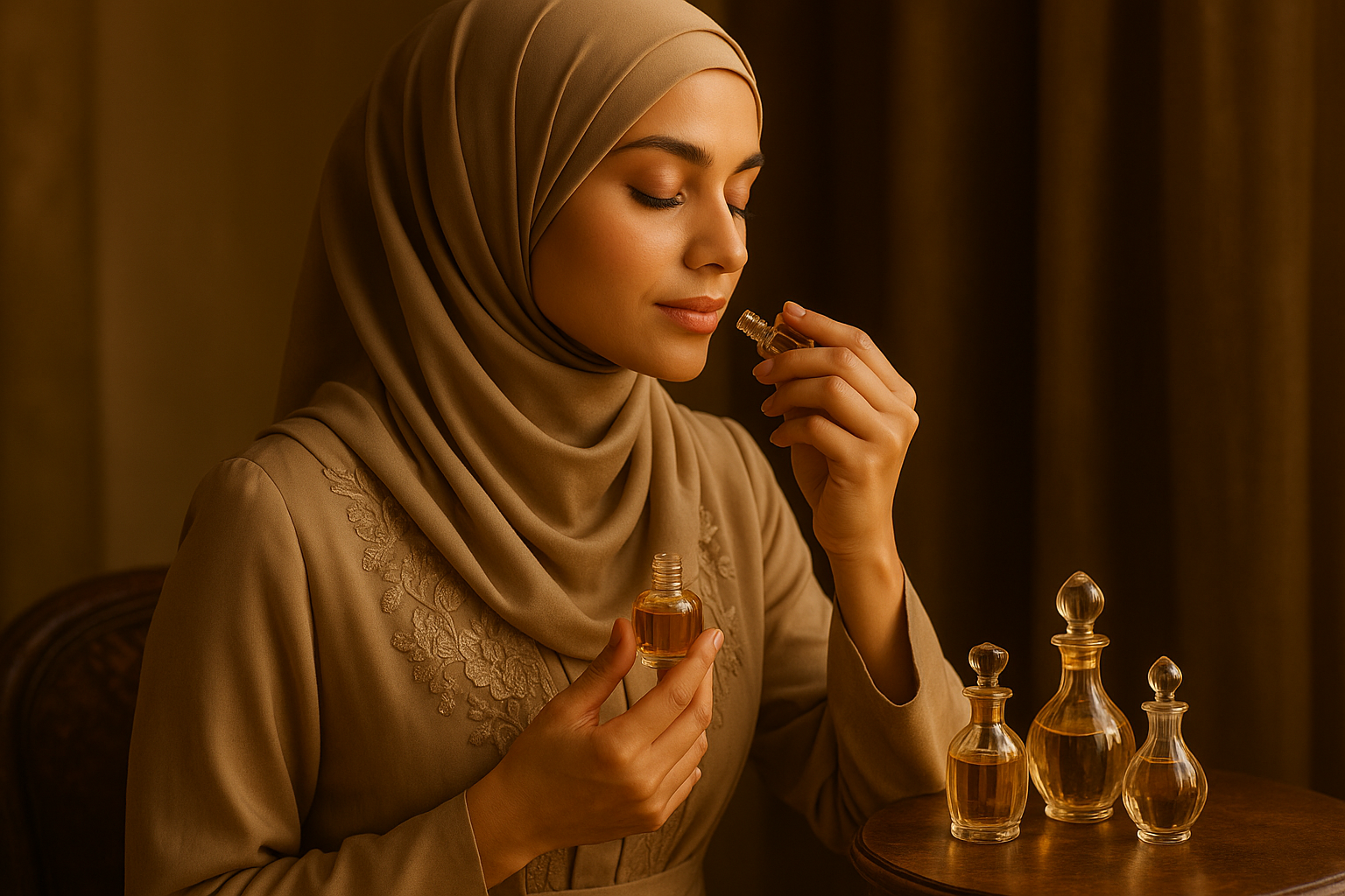 muslim women using perfume oil